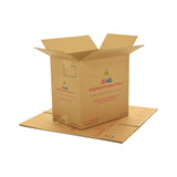 X-Large (XL) sized used moving and storage boxes shown assembled and flattened which are included in a Studio or Dorm Room Moving Kit (BASIC) by UsedCardboardBoxes.