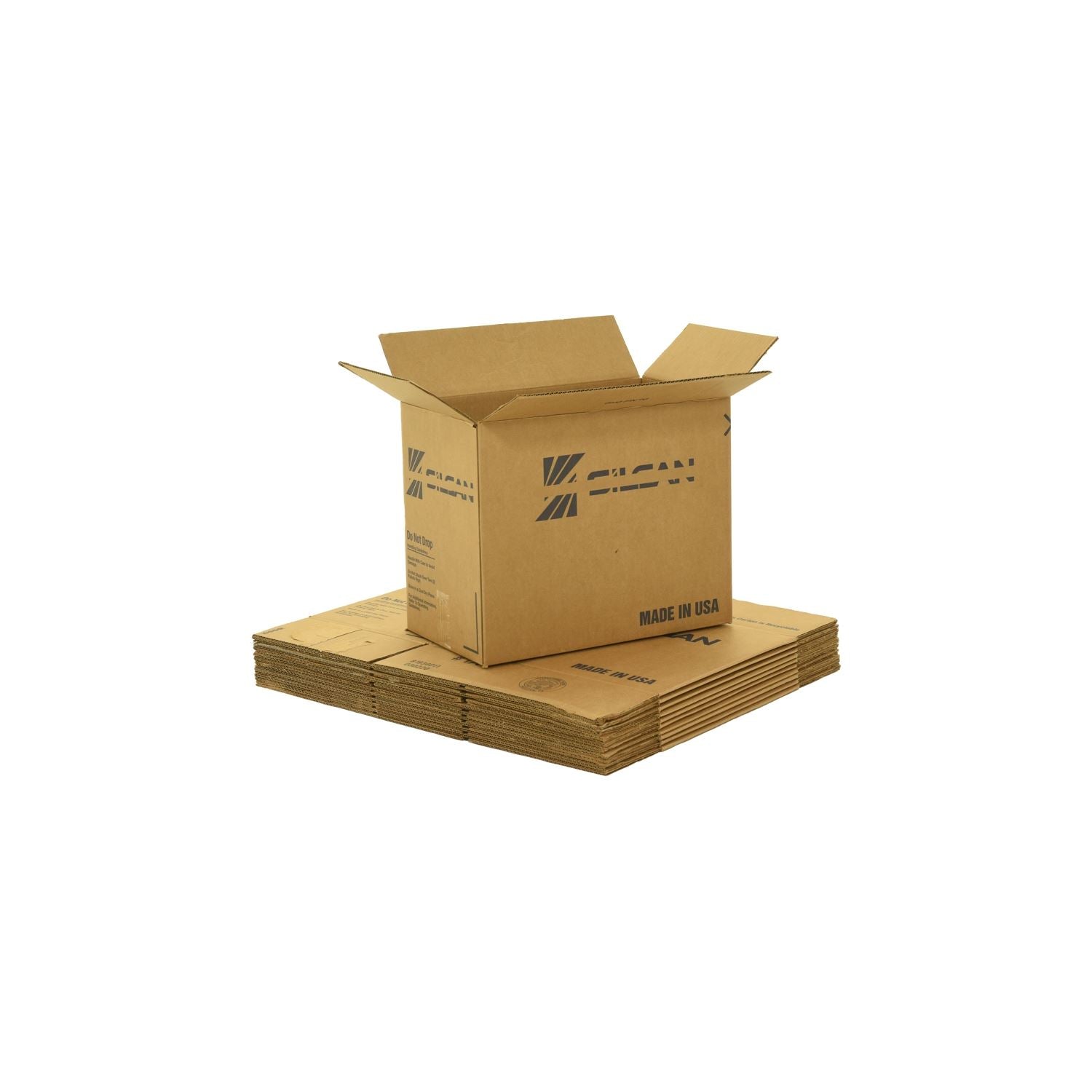 pack rat#Medium sized used moving and storage boxes shown assembled and flattened which are included in a Pack Rat Moving Kit by UsedCardboardBoxes.