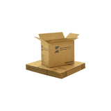 Medium sized used moving and storage boxes shown assembled and flattened which are included in a Pack Rat Moving Kit by UsedCardboardBoxes.