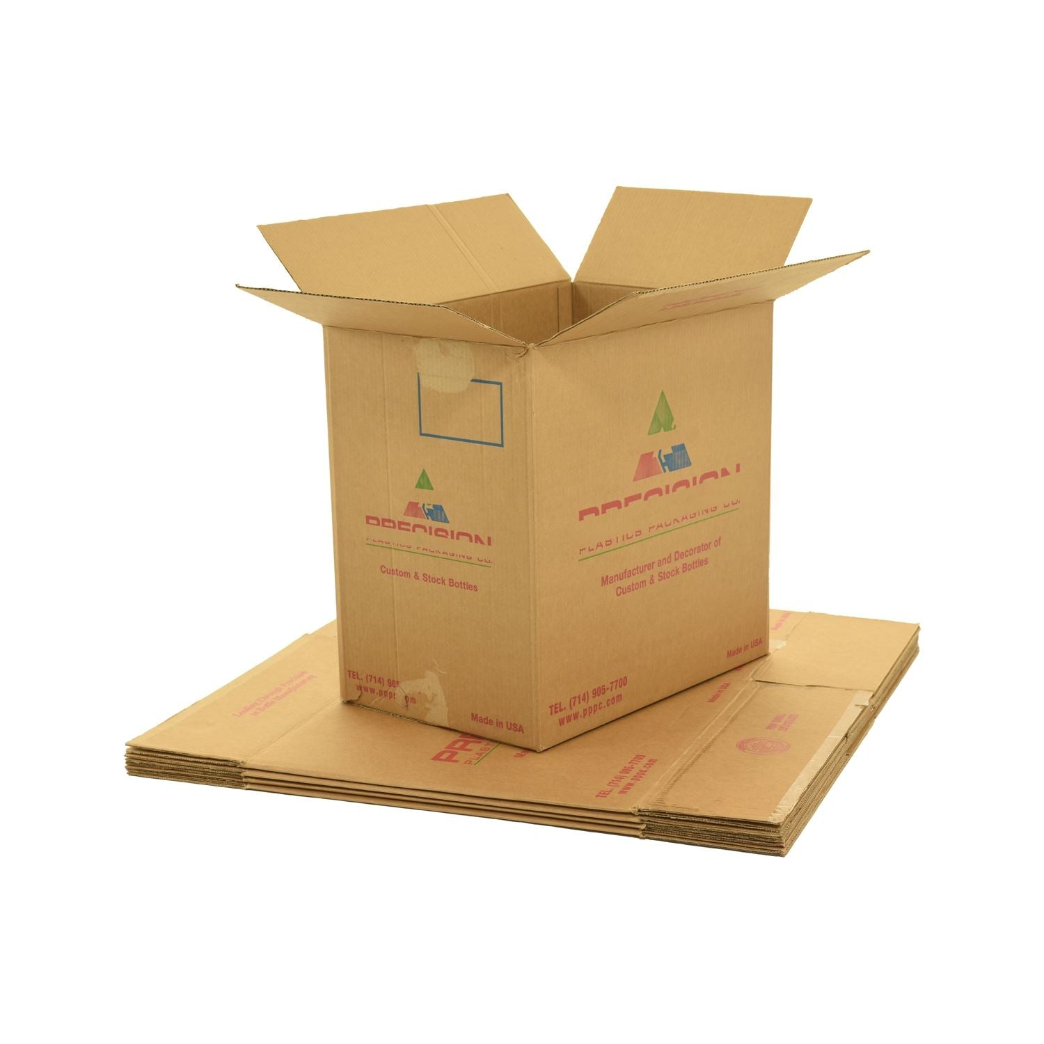 pack rat#X-Large (XL) sized used moving and storage boxes shown assembled and flattened which are included in a Pack Rat Moving Kit by UsedCardboardBoxes.