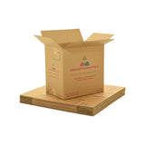 X-Large (XL) sized used moving and storage boxes shown assembled and flattened which are included in a X-Large Moving Boxes Kit by UsedCardboardBoxes.