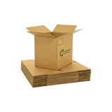 Large sized used moving and storage boxes shown assembled and flattened which are included in a 3 Bedroom Moving Kit by UsedCardboardBoxes.