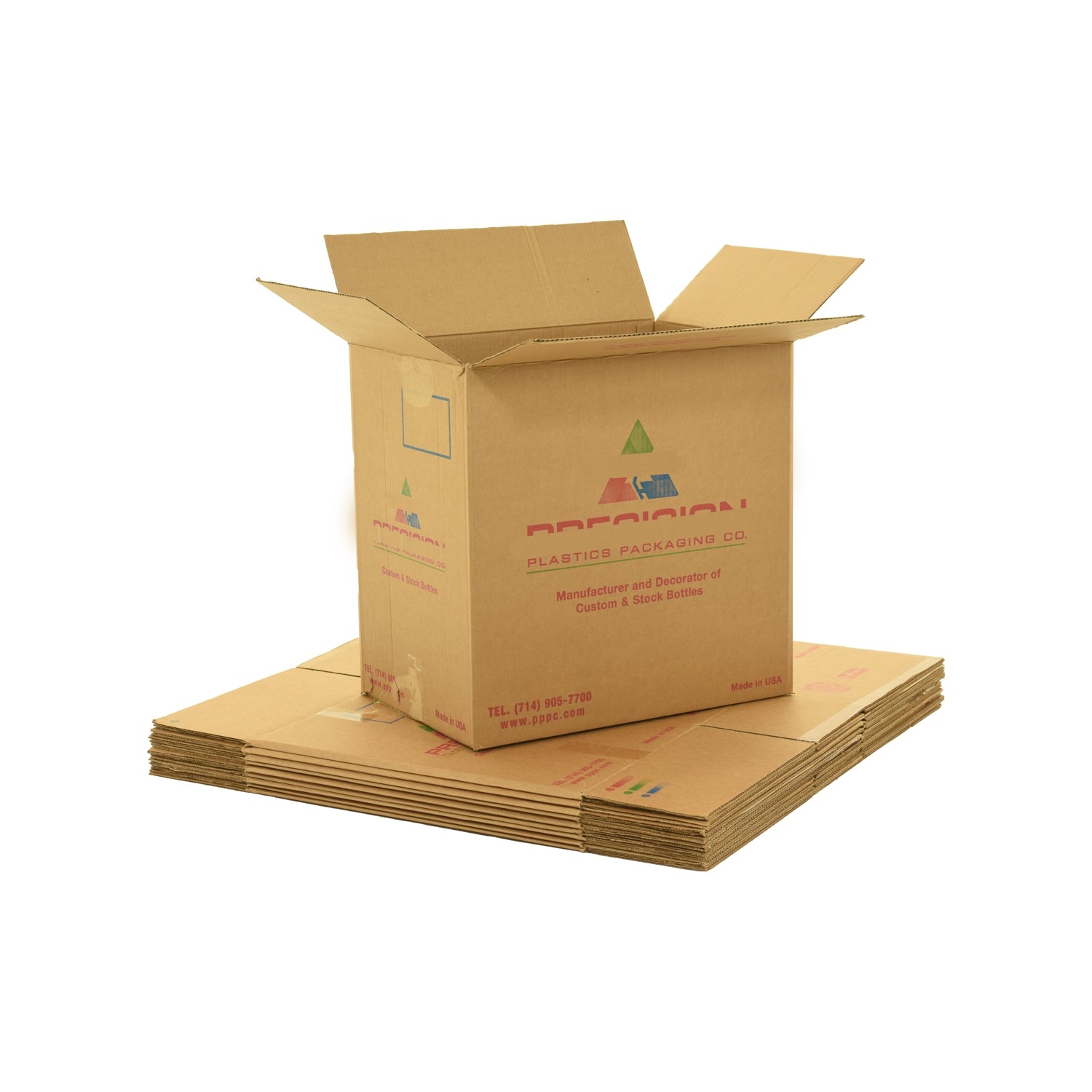4 BR# X-Large (XL) sized used moving and storage boxes shown assembled and flattened which are included in a 4 Bedroom Moving Kit by UsedCardboardBoxes.