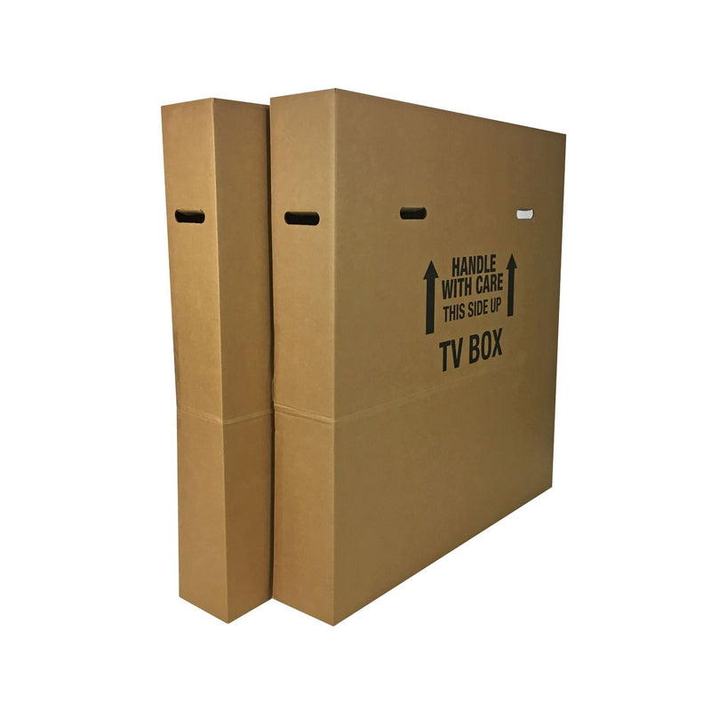 Brand New Flat Screen TV Boxes (2-pack) by UsedCardboardBoxes. Corner view.