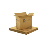 Medium sized used moving and storage boxes shown assembled and flattened which are included in a Studio or Dorm Room Moving Kit (BASIC) by UsedCardboardBoxes.