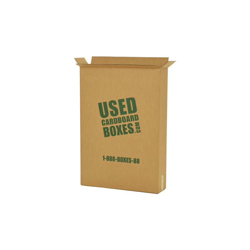 Shipping box used to transport all included used moving boxes and moving supplies in a Studio or Dorm Room Moving Kit (BASIC) by UsedCardboardBoxes. This shipping box can be re-used for tall and thin picture frames, televisions (TV), and even mirrors.