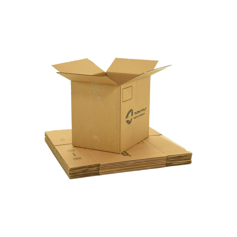 Large sized used moving and storage boxes shown assembled and flattened which are included in a 1 Bedroom Moving Kit by UsedCardboardBoxes.