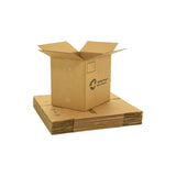 Large sized used moving and storage boxes shown assembled and flattened which are included in a 2 Bedroom Moving Kit by UsedCardboardBoxes.
