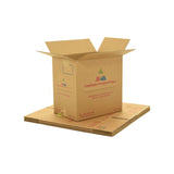 X-Large (XL) sized used moving and storage boxes shown assembled and flattened which are included in a 2 Bedroom Moving Kit by UsedCardboardBoxes.